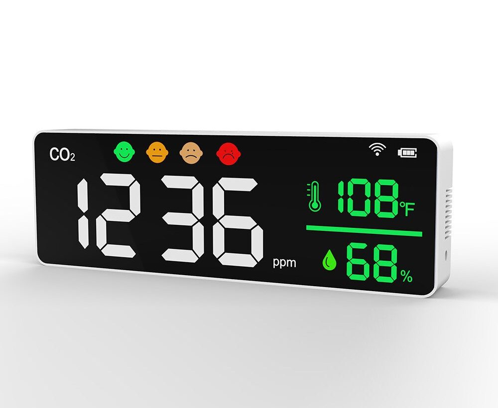 Detector de dióxido de carbono CO2, Monitor de calidad del aire para pared  - Microled Ibérica